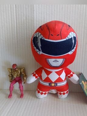 Mighty Morphin Red Power Ranger 8" Plush with Tag & Mystic Force 3.5" Toy Figure